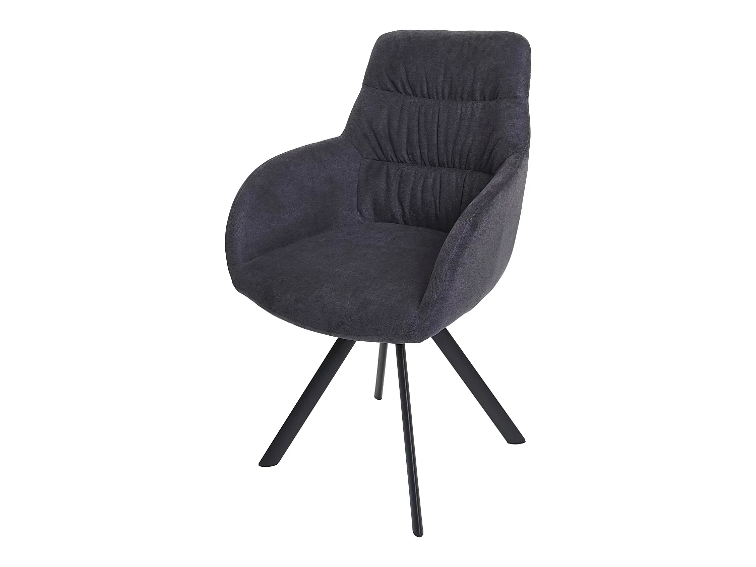 Chaise de salle à manger HWC-J69 chaise avec accoudoir, pivotante Auto-Position, velours ~ anthracit