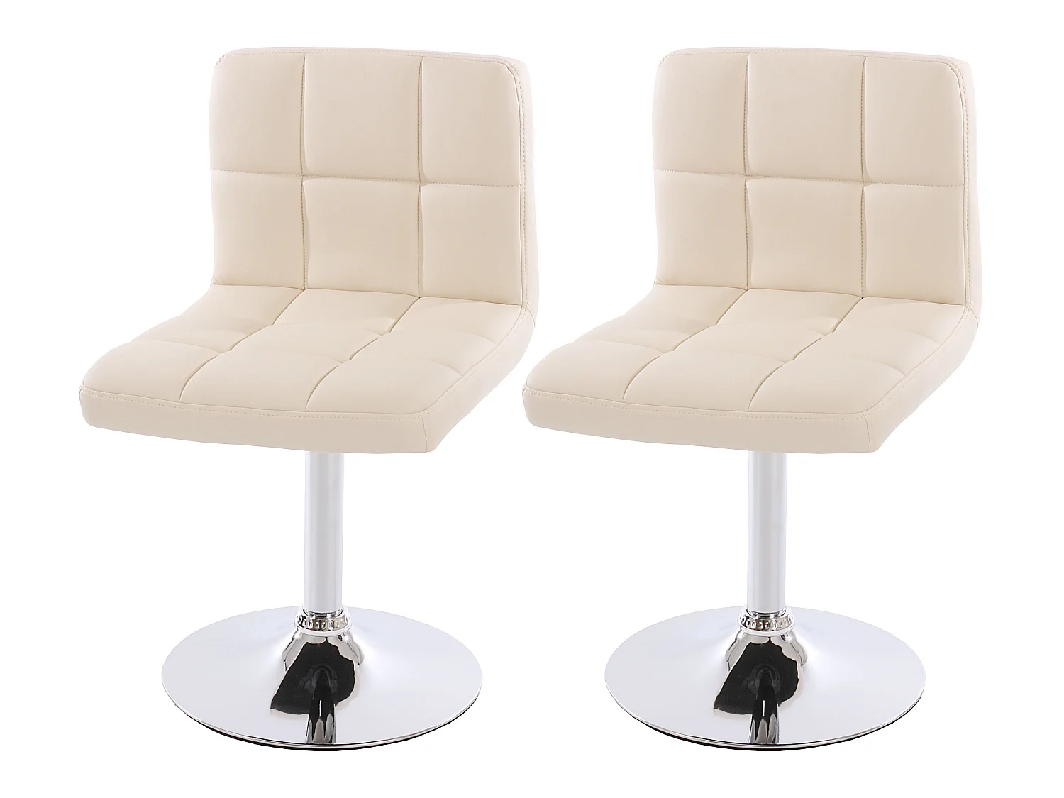 Lot de 2 chaises de salle à manger Kavala, pivotante, similicuir, crème