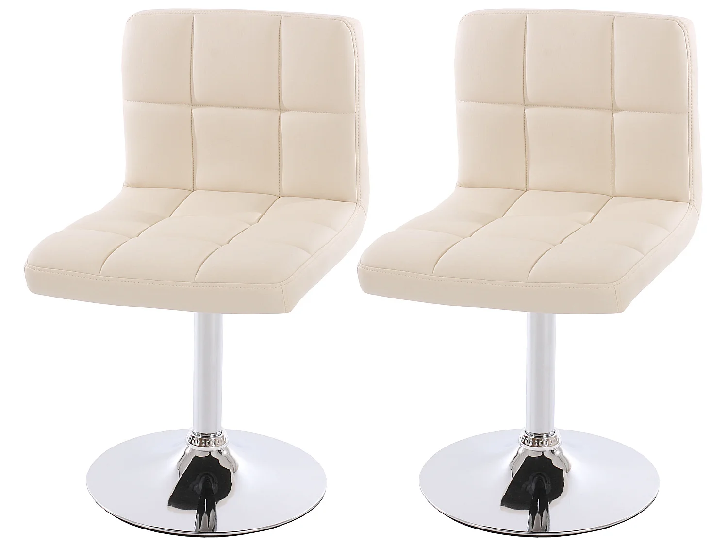 Lot de 2 chaises de salle à manger Kavala, pivotante, similicuir, crème