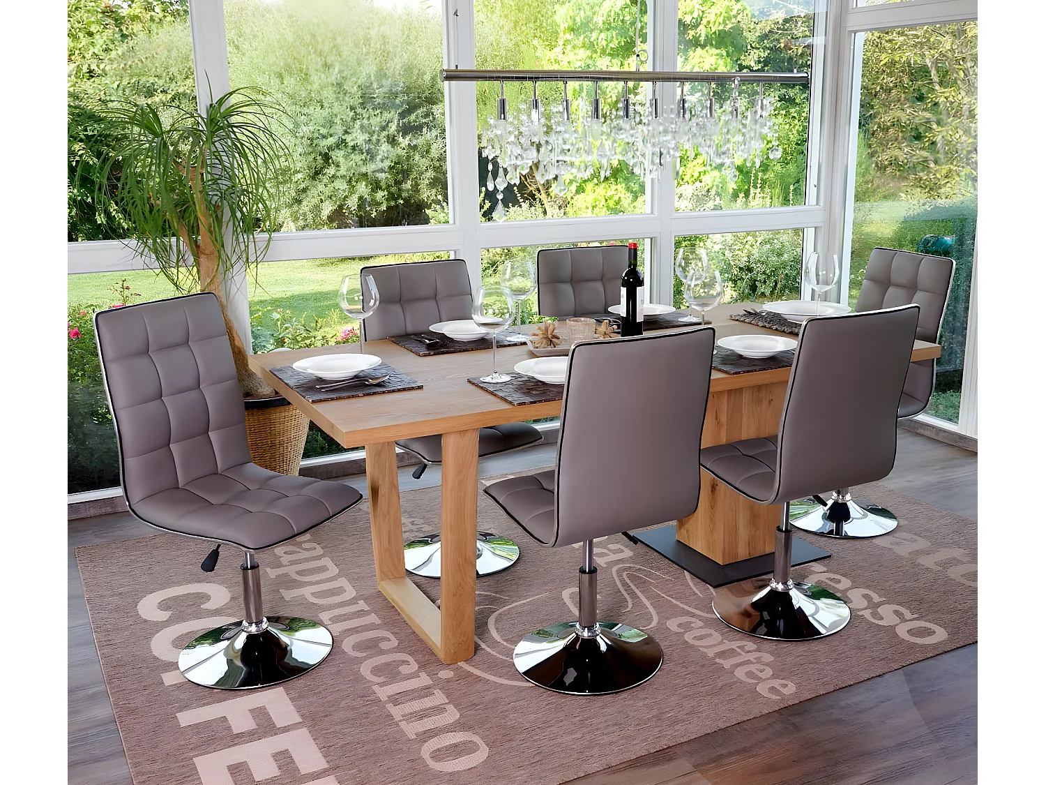 2x chaise de salle à manger HWC-C41, fauteuil, similicuir - taupe