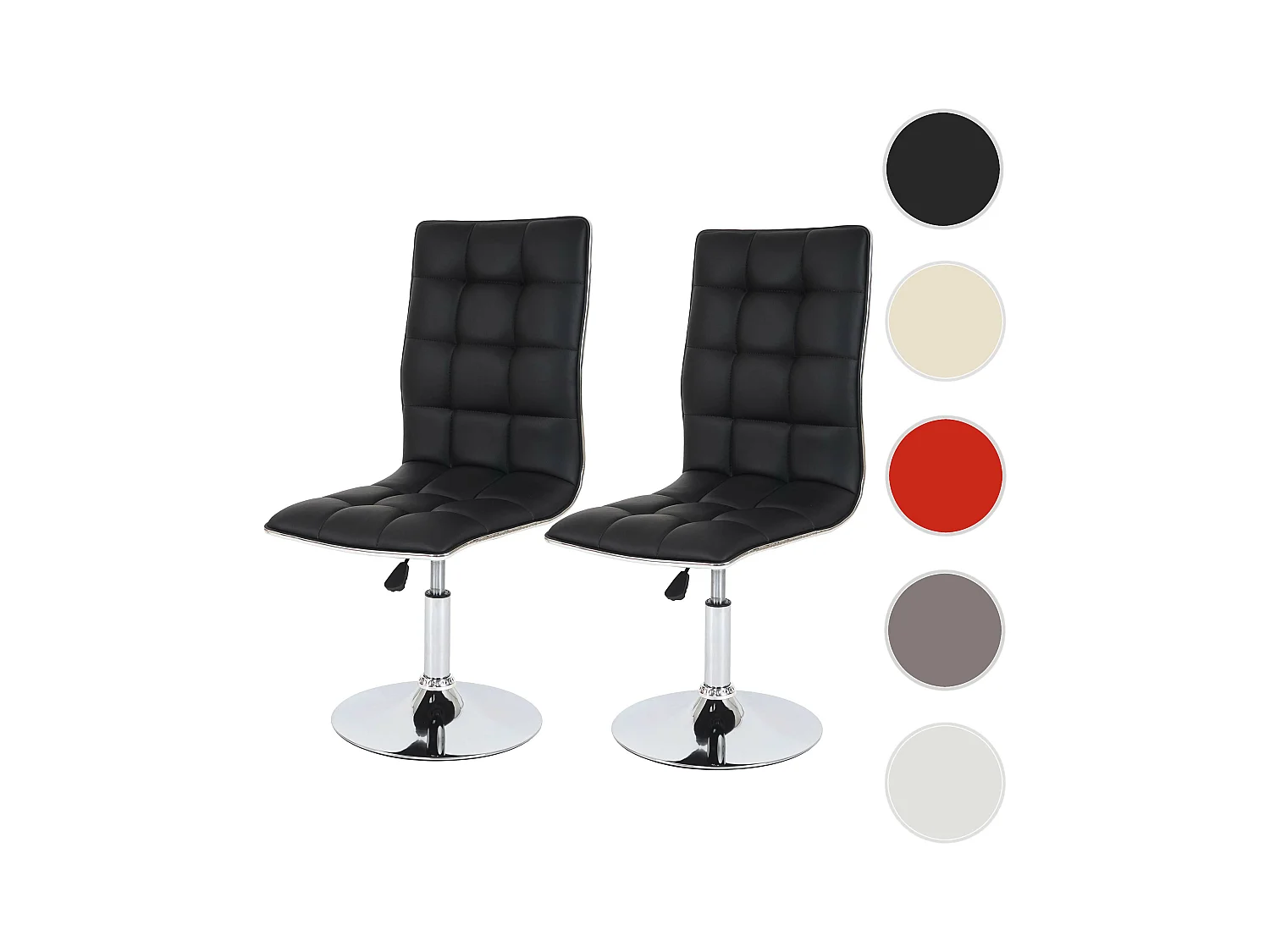 Lot de 2 chaises de séjour ou de salle à manger HWC-C41, style rétro, similicuir ~ noir