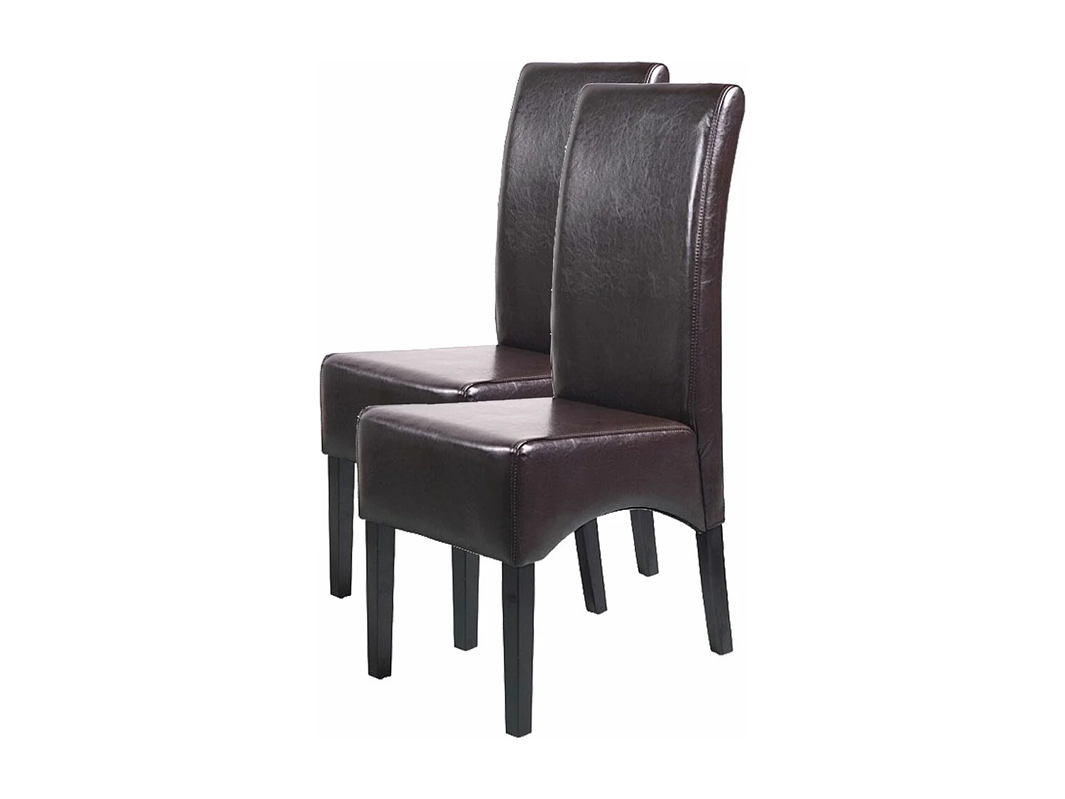 Lot de 2 chaises Latina, salle à manger, cuir reconstitué - marron, pieds foncés