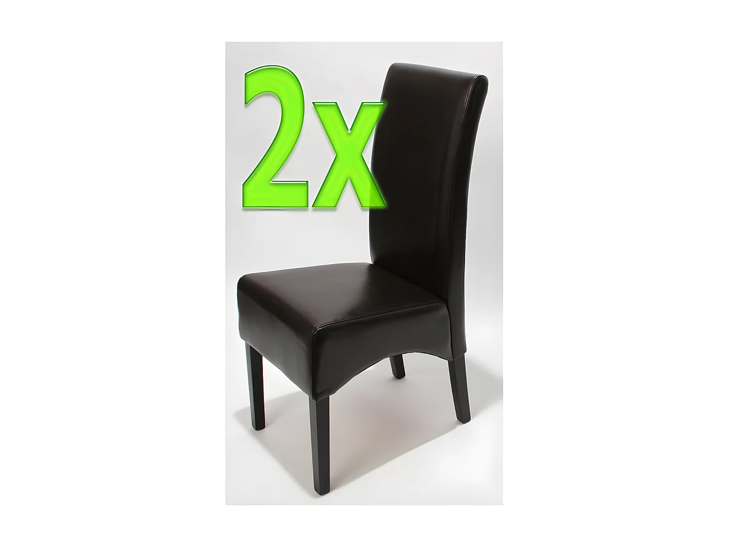 Lot de 2 chaises Latina, salle à manger, cuir reconstitué - marron, pieds foncés