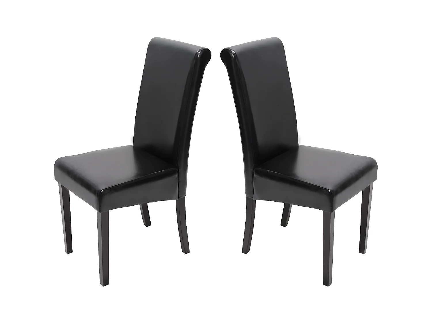 Lot de 2 chaises de séjour Novara II, cuir, noir/pieds foncés