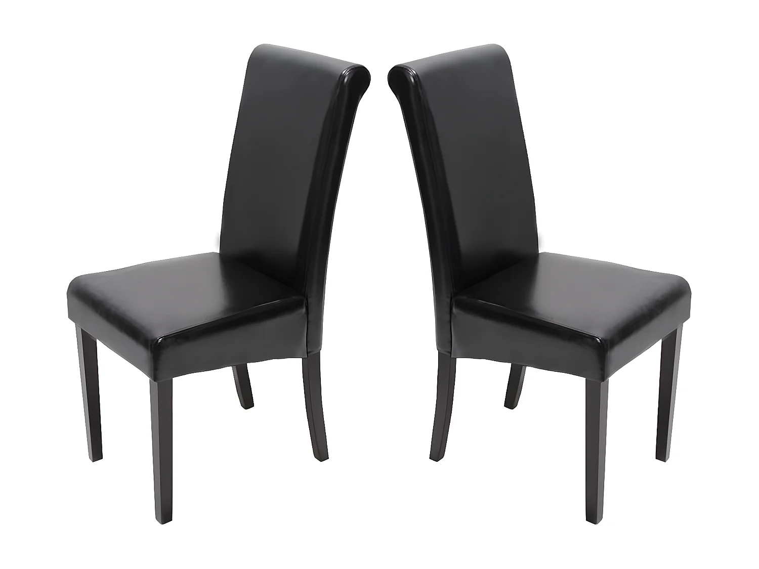 Lot de 2 chaises de séjour Novara II, cuir, noir/pieds foncés