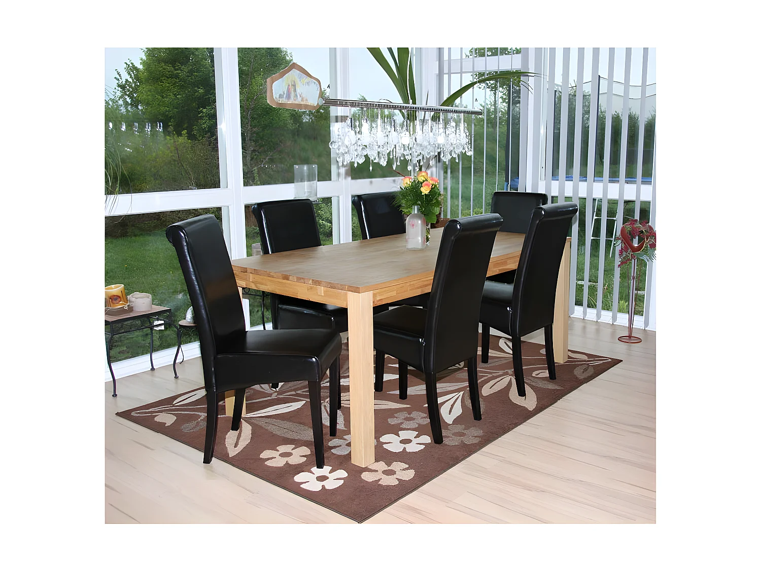 Lot de 2 chaises de séjour Novara II, cuir, noir/pieds foncés