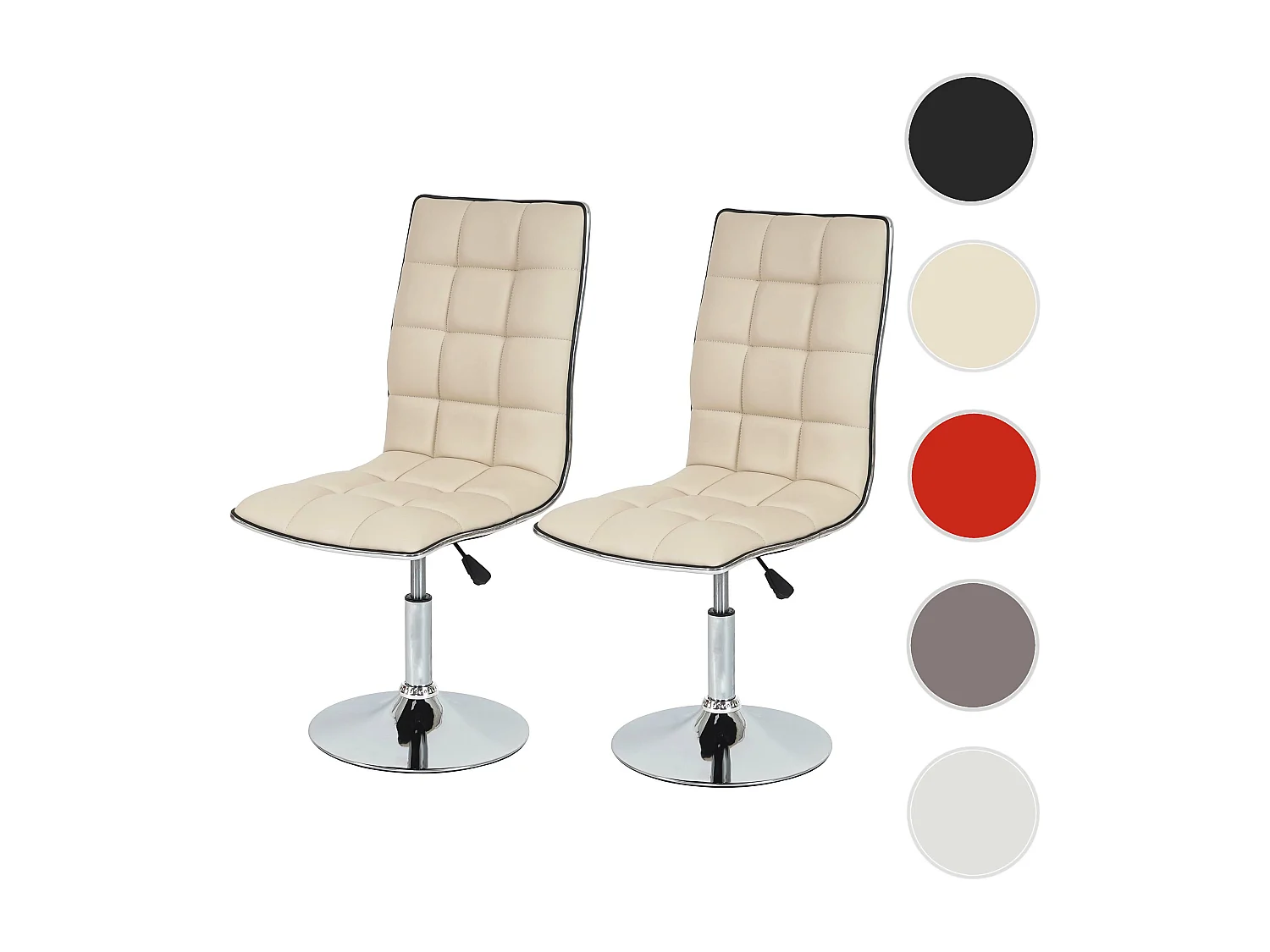 Lot de 2 chaises de séjour ou de salle à manger HWC-C41, style rétro, similicuir - crème