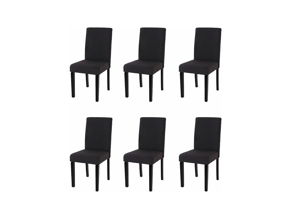 Lot de 6 chaises de séjour Littau, tissu noir, pieds foncés