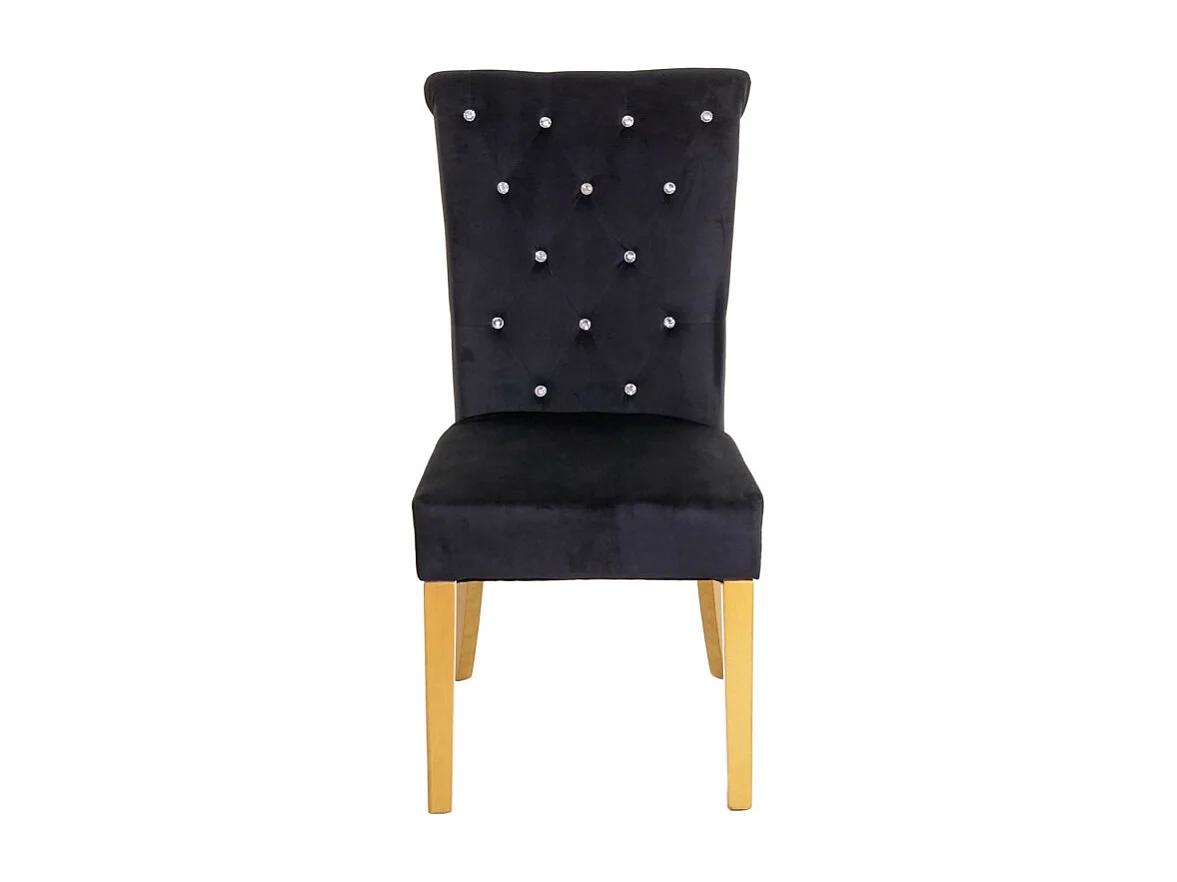 Lot de 6 chaises de salle à manger HWC-D22, chaise de cuisine, rivets velours ~ noir, pieds dorés