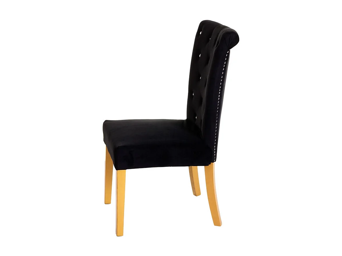 Lot de 6 chaises de salle à manger HWC-D22, chaise de cuisine, rivets velours ~ noir, pieds dorés