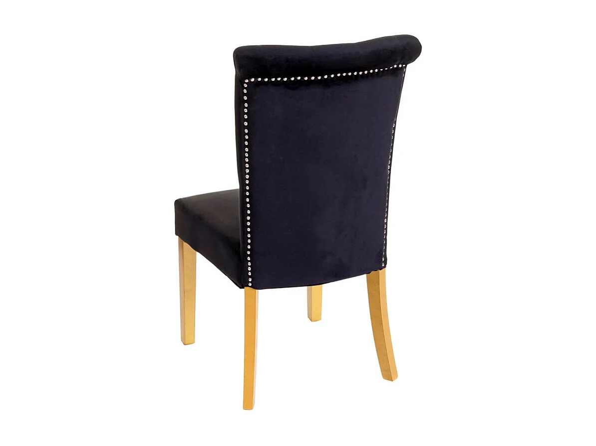 Lot de 6 chaises de salle à manger HWC-D22, chaise de cuisine, rivets velours ~ noir, pieds dorés