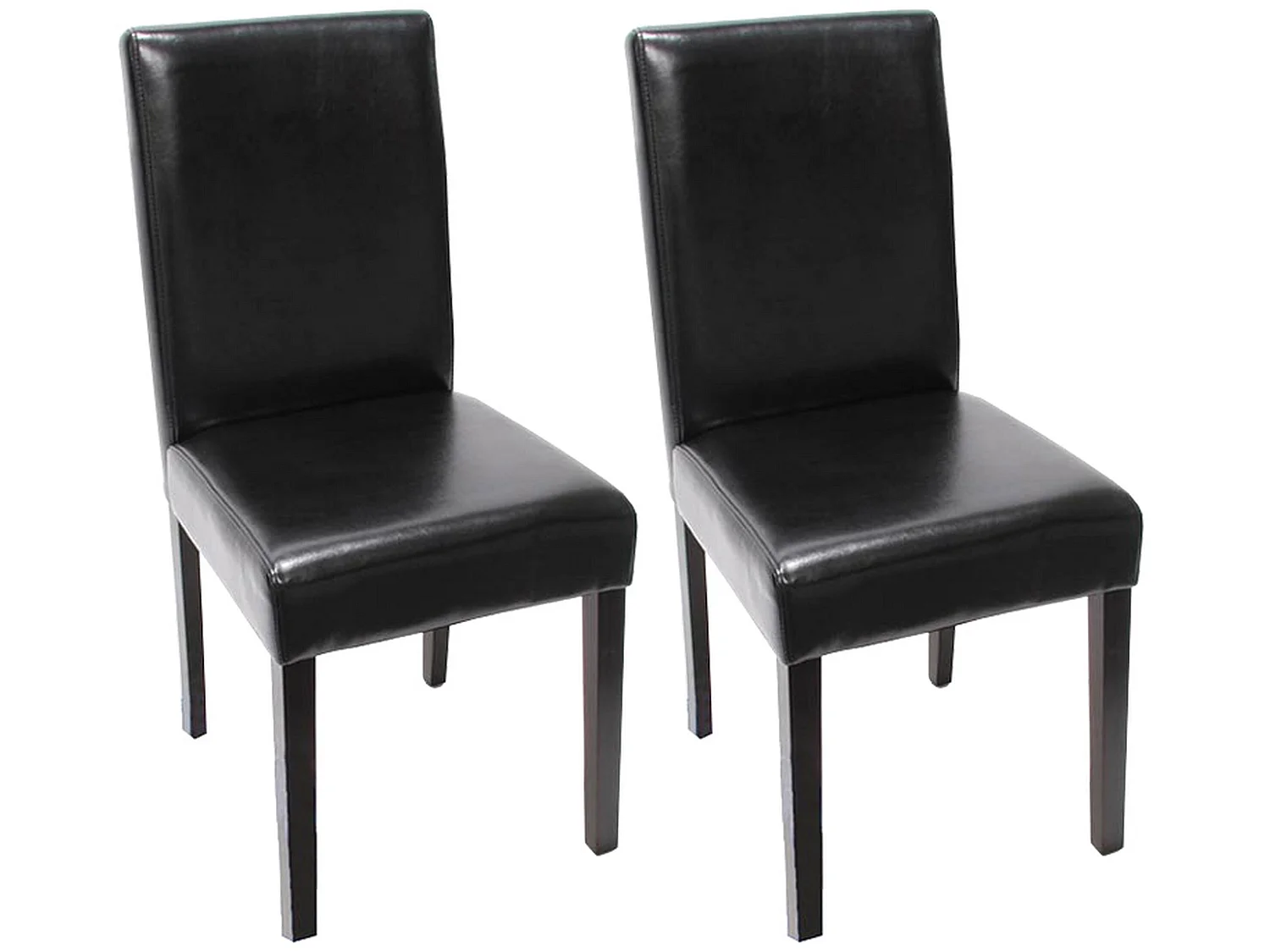 Lot de 2 chaises de séjour Littau, cuir reconstitué noir, pieds foncés