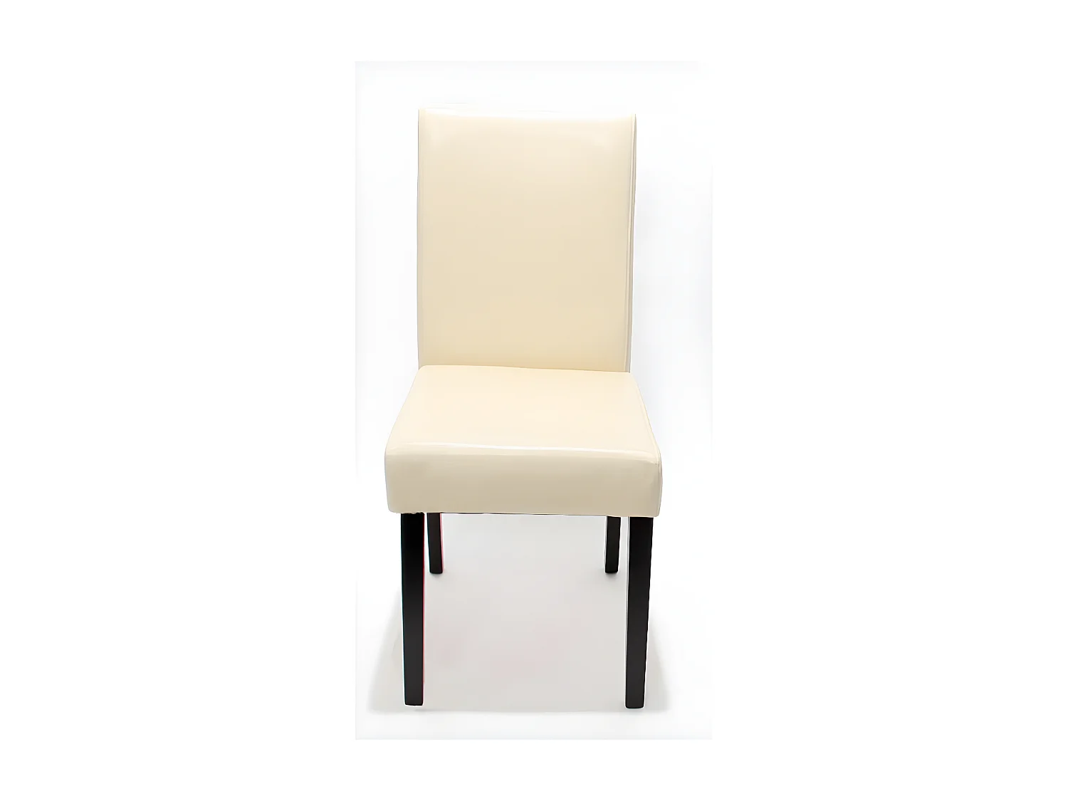 Lot de 2 chaises de salle à manger Littau, cuir, crème, pieds foncés