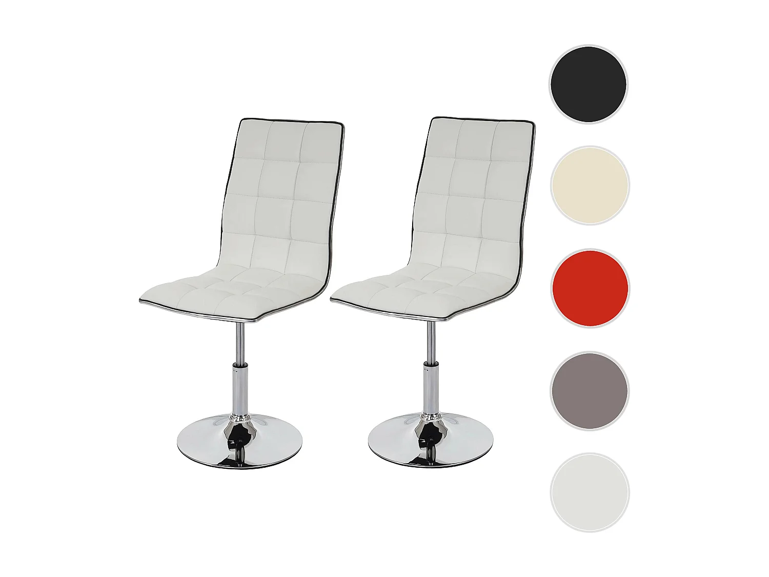 2x chaise de salle à manger HWC-C41, fauteuil, similicuir - blanc