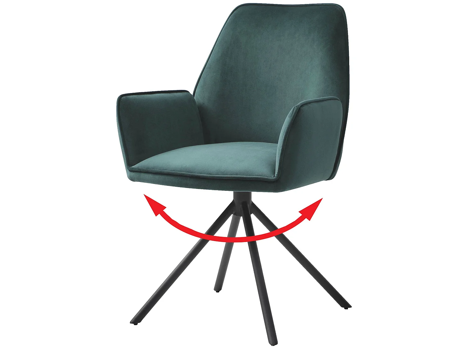 Chaise de salle à manger HWC-G67, chaise de cuisine, pivotante, auto-position - velours, vert