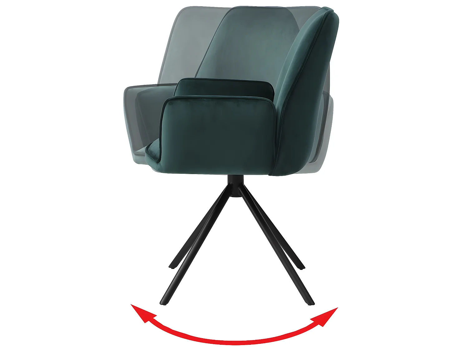 Chaise de salle à manger HWC-G67, chaise de cuisine, pivotante, auto-position - velours, vert