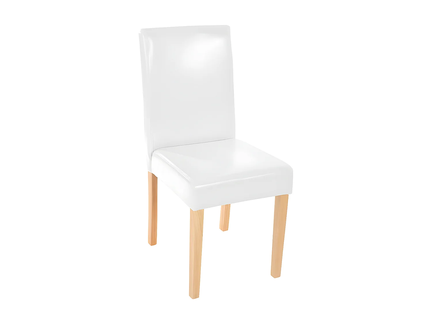Lot de 6 chaises de séjour Littau, cuir  blanc, pieds clairs