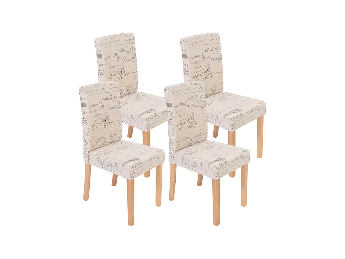 Lot de 4 chaises de séjour Littau, tissu words fabric, pieds clairs