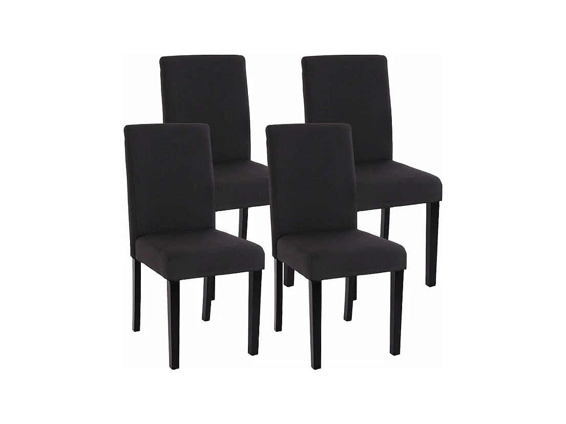 Lot de 4 chaises de séjour Littau, tissu noir gris, pieds foncés