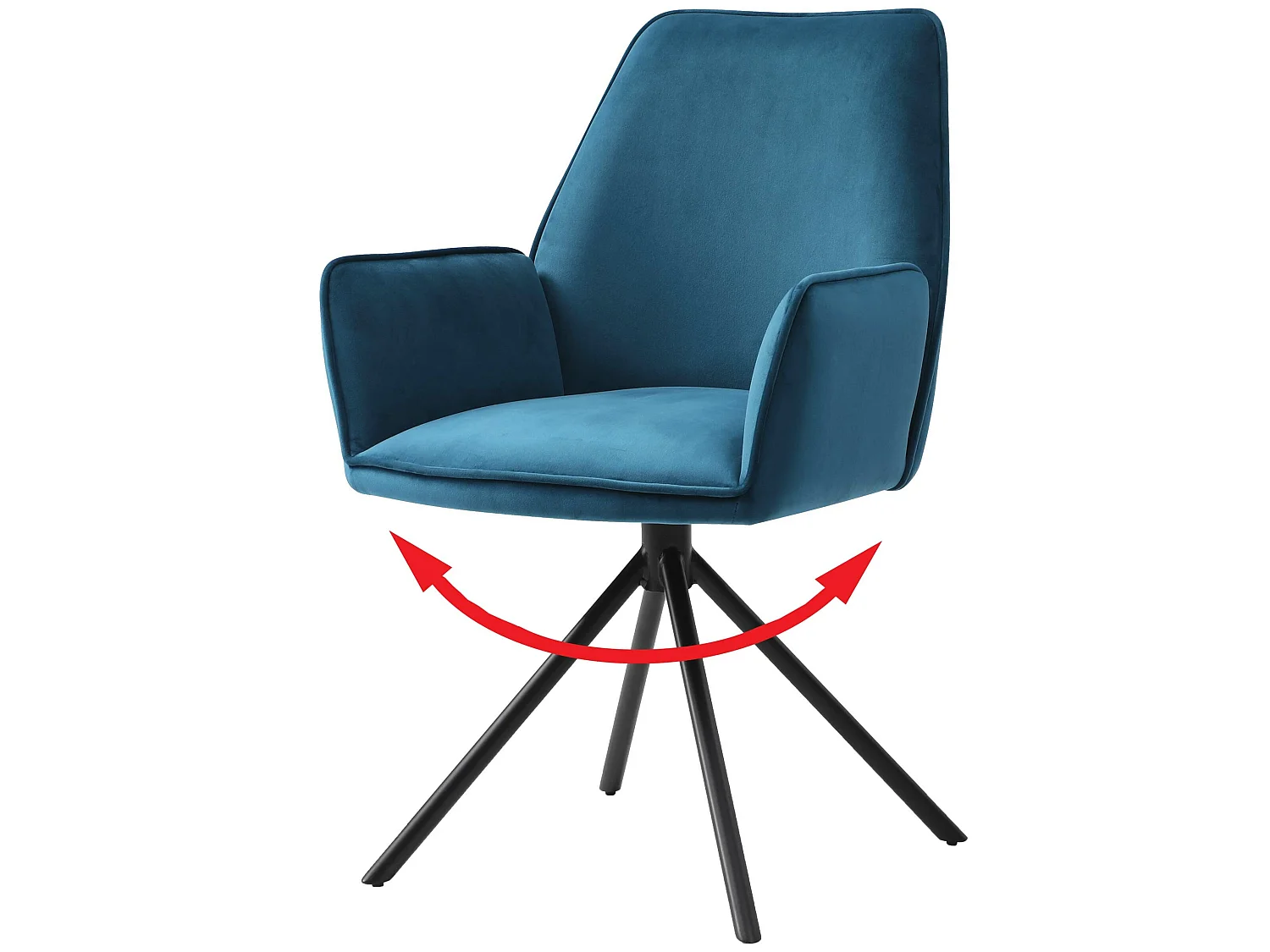 Chaise de salle à manger HWC-G67, chaise de cuisine, pivotante, auto-position - velours, bleu turquoise