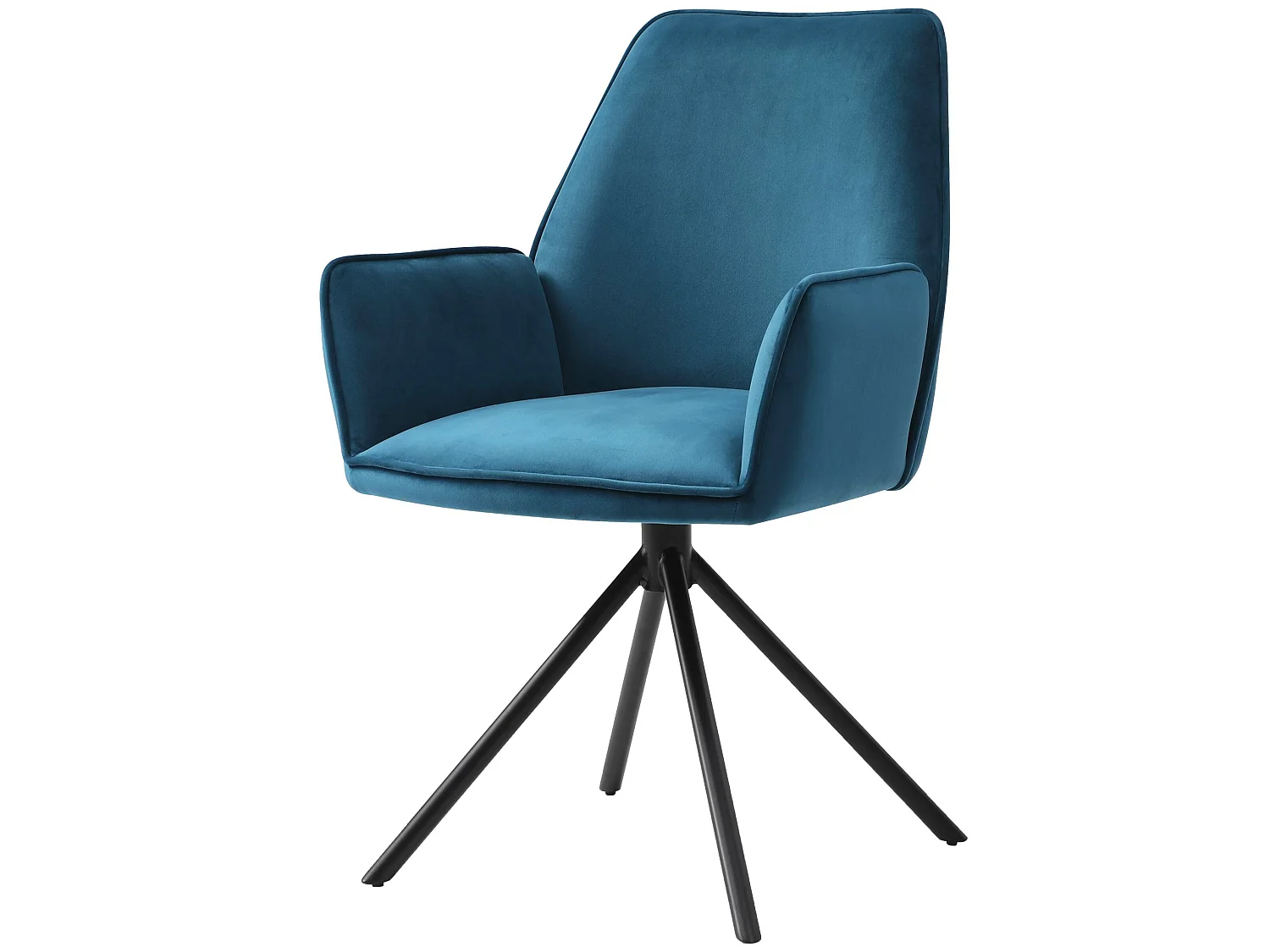 Chaise de salle à manger HWC-G67, chaise de cuisine, pivotante, auto-position - velours, bleu turquoise