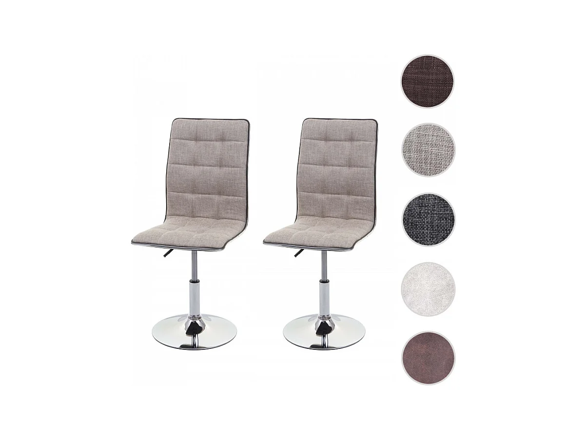 2x chaise de salle à manger HWC-C41, fauteuil, tissu - vintage gris béton