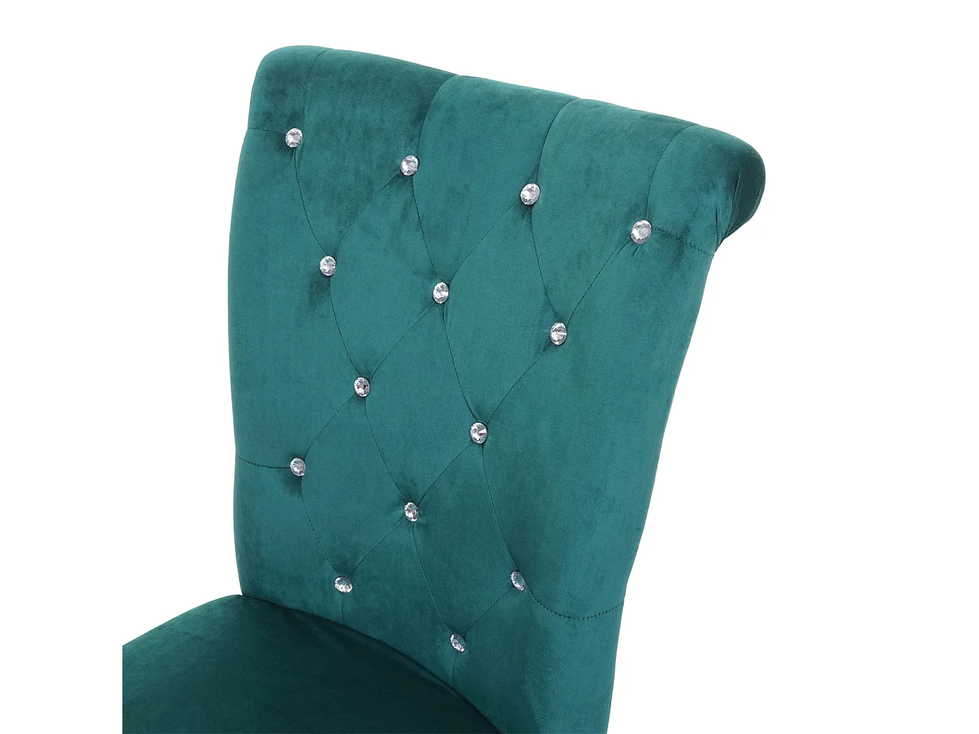 Chaise de salle à  manger HWC-D22, chaise de cuisine, velours riveté - vert foncé, pieds dorés