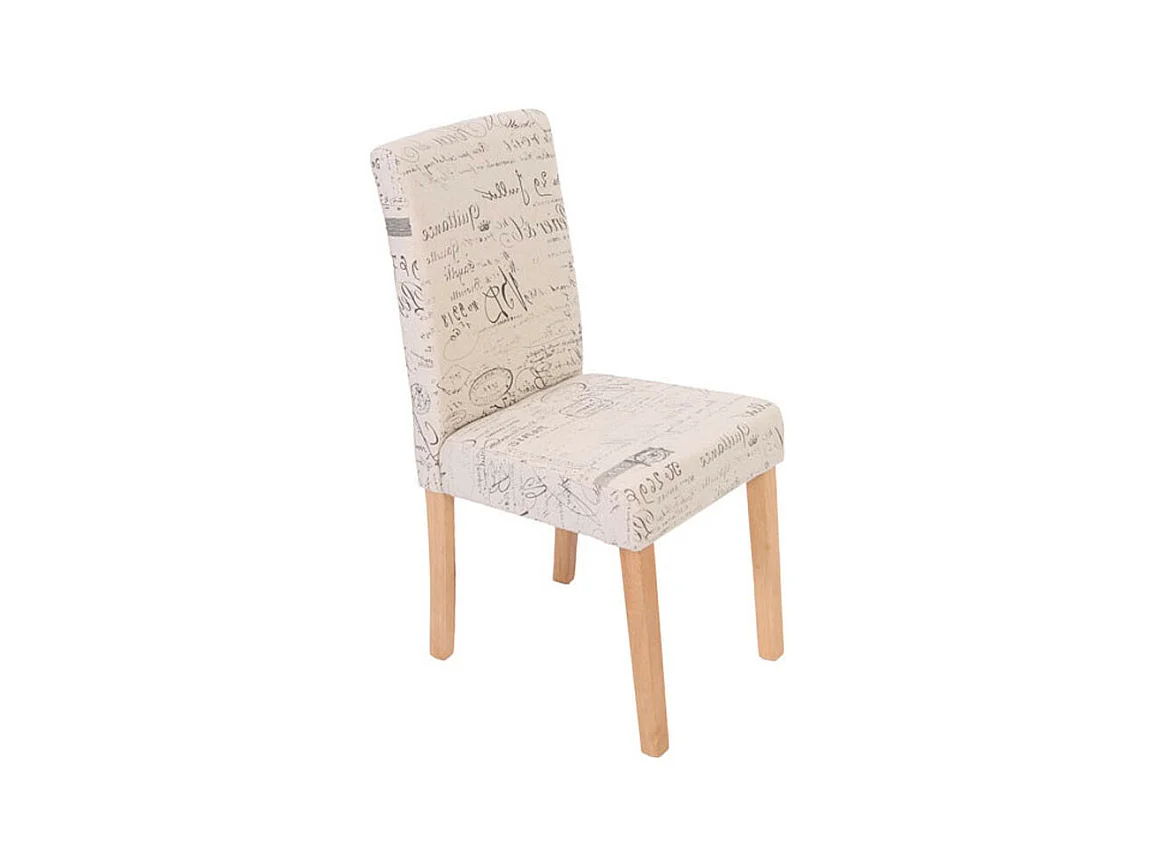 Lot de 6 chaises de séjour Littau, tissu words fabric, pieds clairs