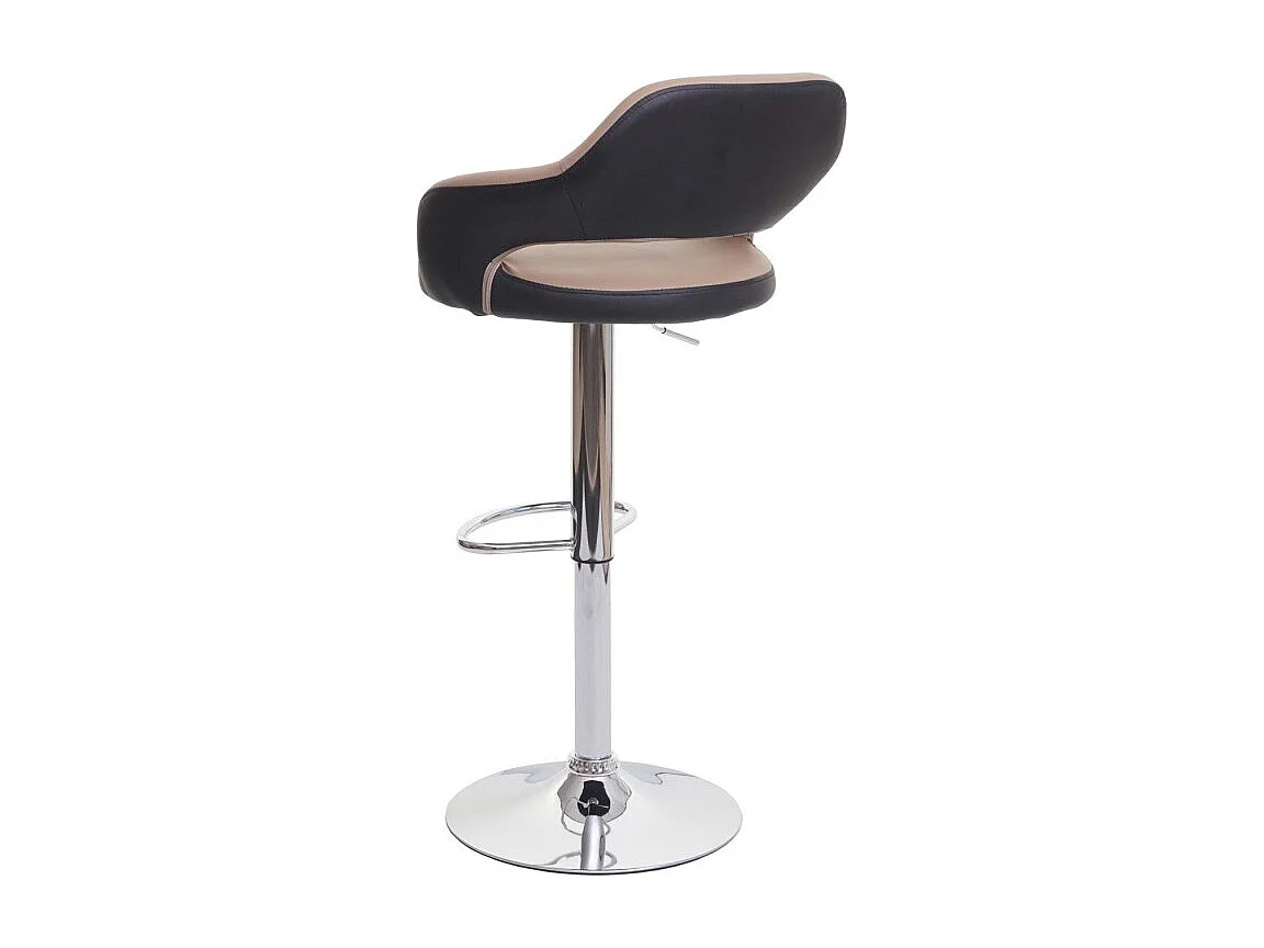 2x Tabouret de bar HWC-F16, tabouret pivotant, avec dossier simili cuir ~ taupe-noir
