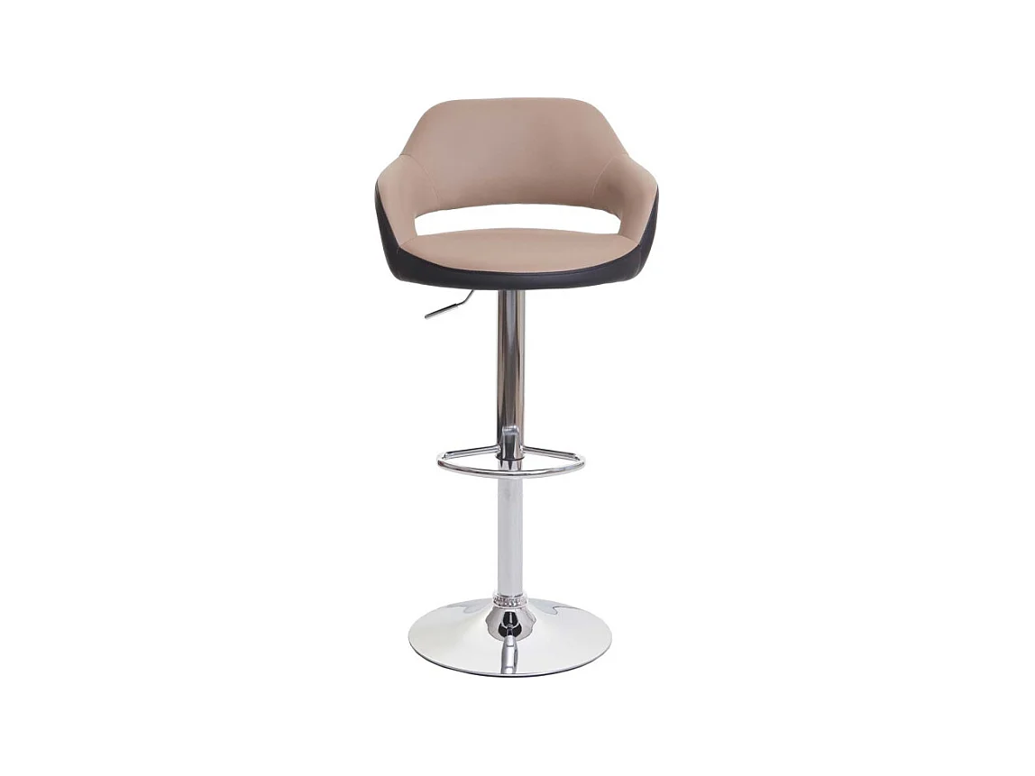 2x Tabouret de bar HWC-F16, tabouret pivotant, avec dossier simili cuir ~ taupe-noir