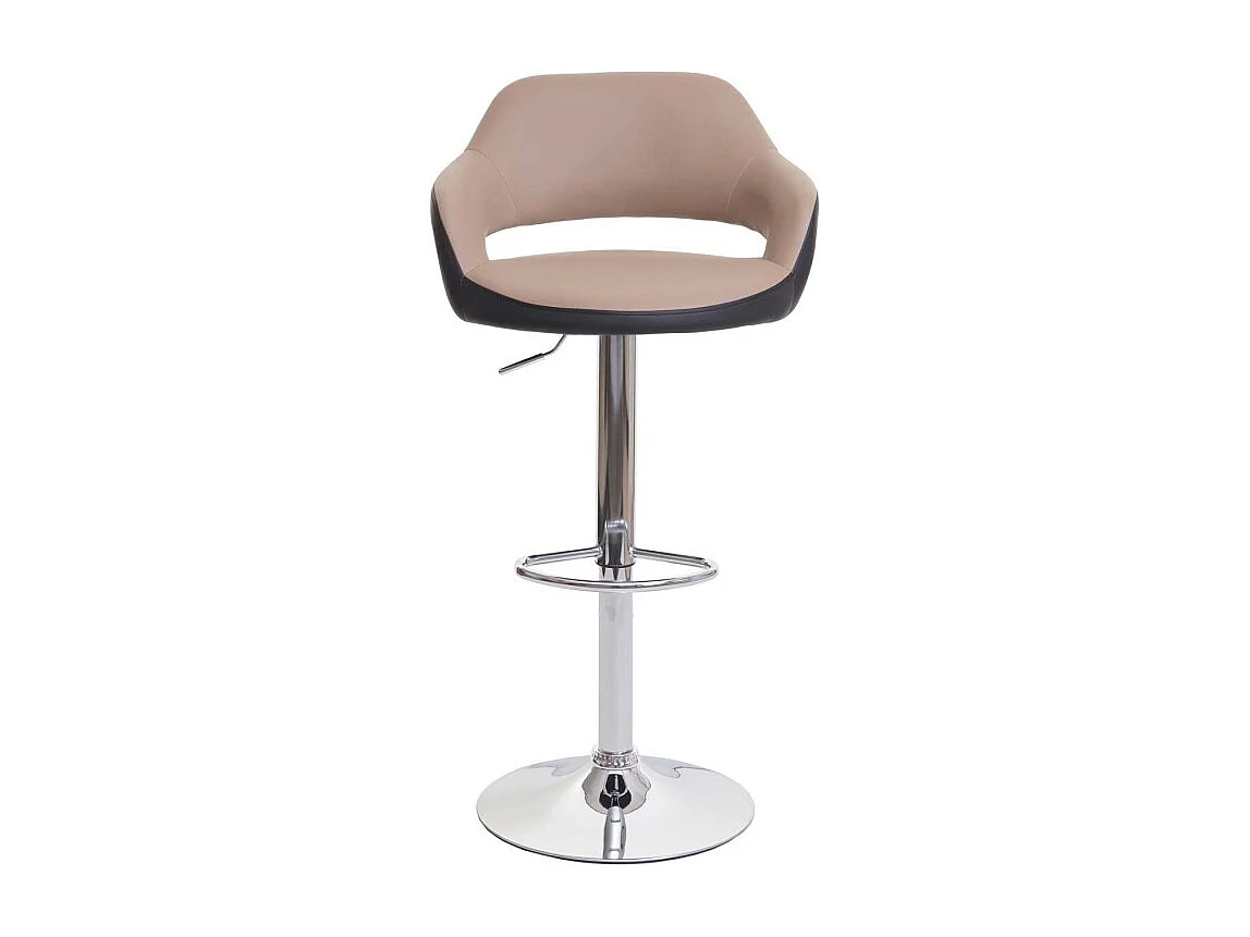 2x Tabouret de bar HWC-F16, tabouret pivotant, avec dossier simili cuir ~ taupe-noir