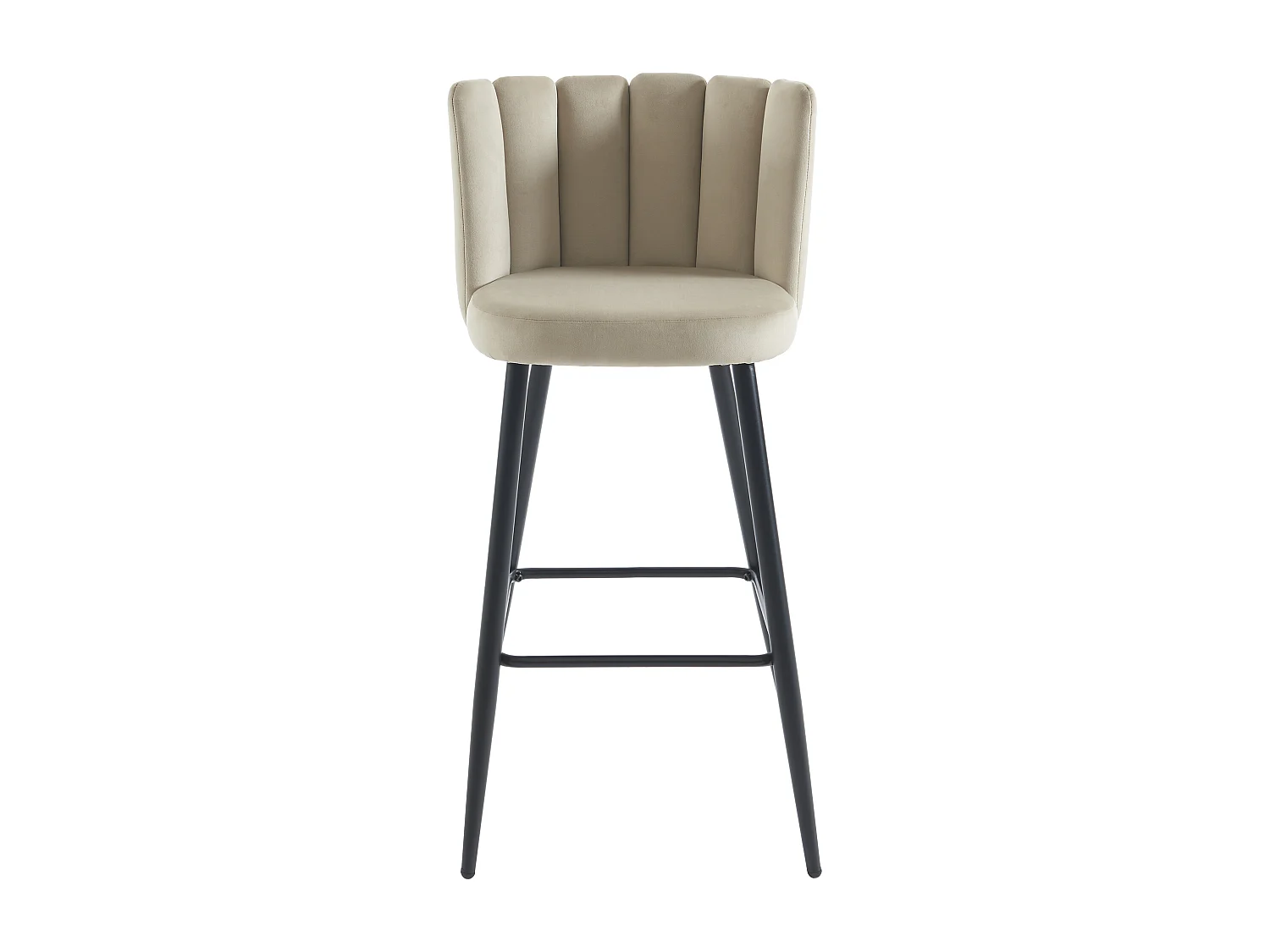 Lot de 2 tabourets de bar en velours et métal noir - Beige - PRANILA de Pascal MORABITO