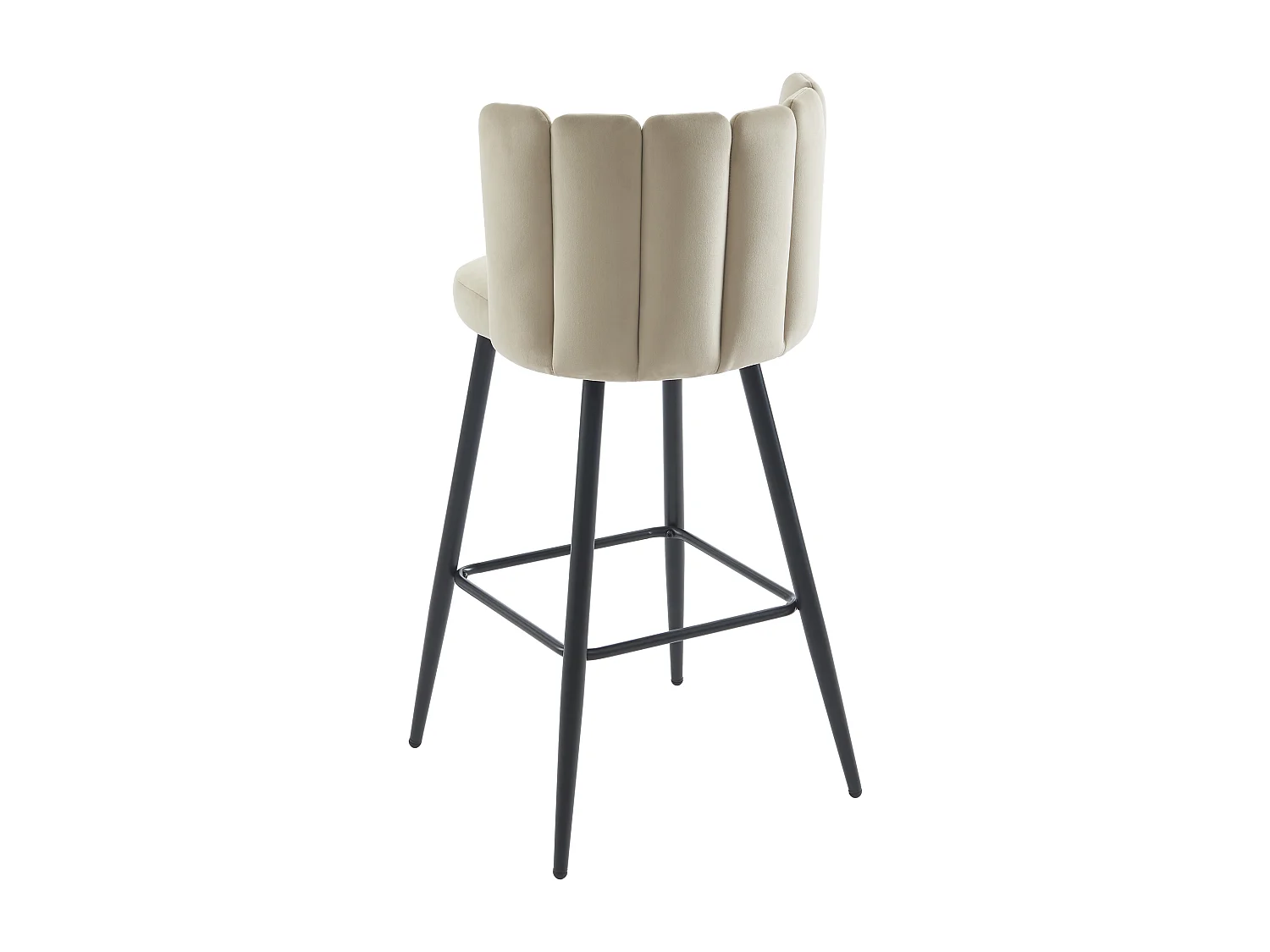 Lot de 2 tabourets de bar en velours et métal noir - Beige - PRANILA de Pascal MORABITO
