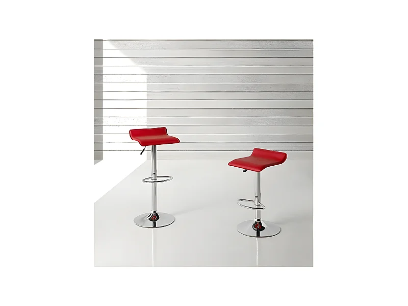 Set de de 2 Taburetes - Polipiel Rojo, 38x39,5x64/85 cm - NOA