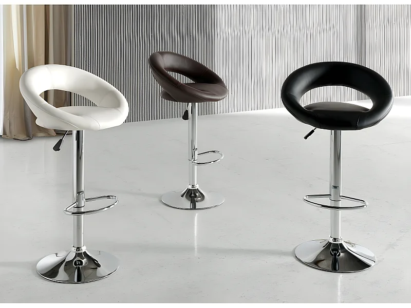 Set de de 2 Taburetes - Polipiel Blanco, 53x47x80/101 cm - REY