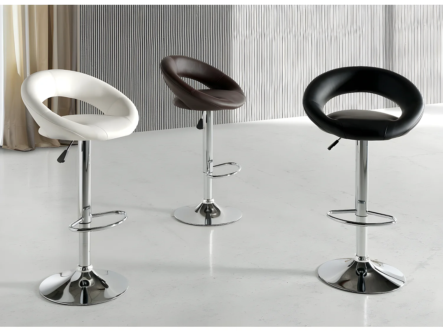 Set de de 2 Taburetes - Polipiel Blanco, 53x47x80/101 cm - REY