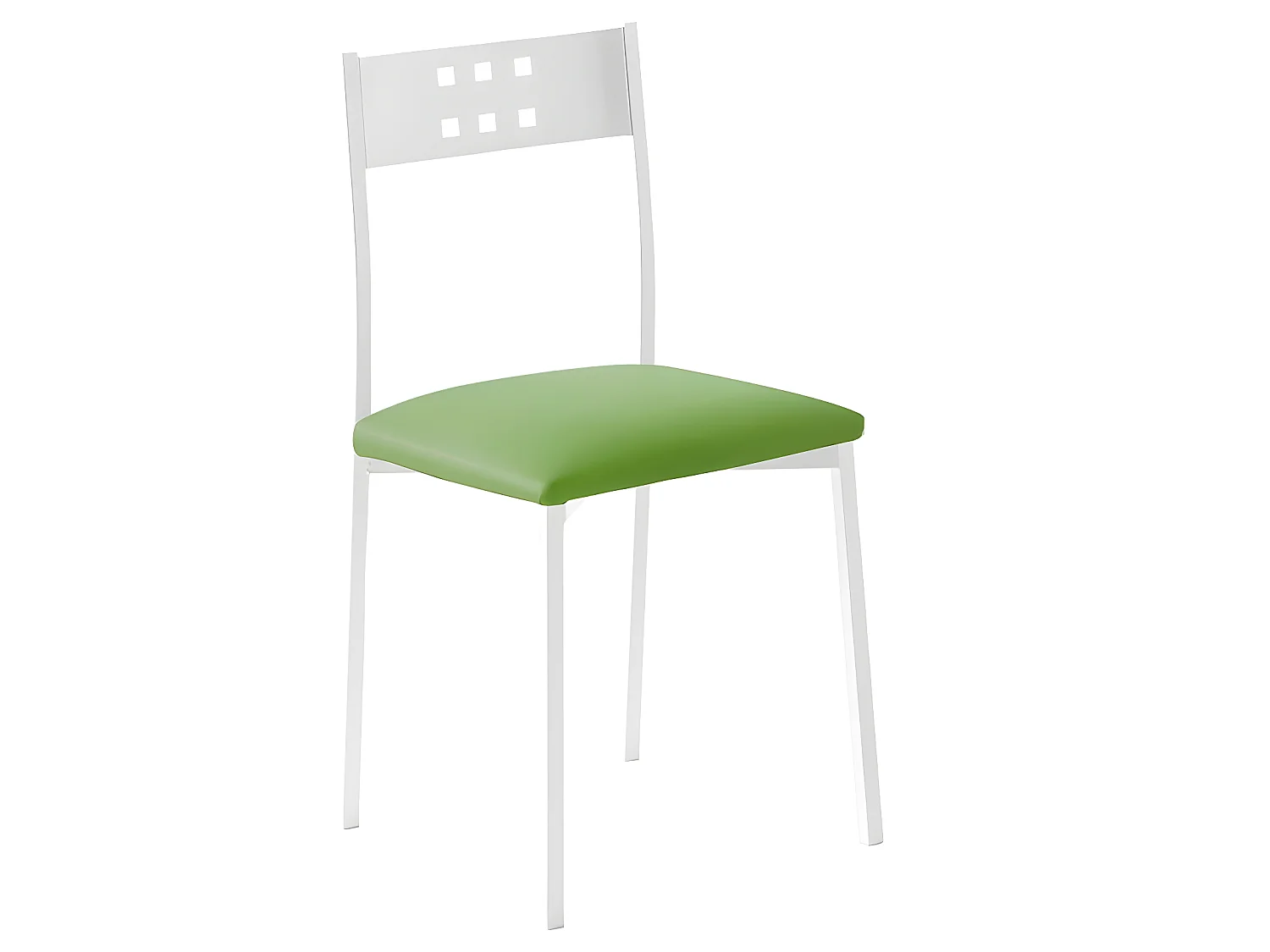 Set de 4 sillas de cocina -  Polipiel Verde, 41x47x86 cm - XARA WHITE