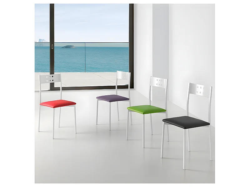 Set de 2 sillas de cocina -  Polipiel Negro, 41x47x86 cm - XARA WHITE