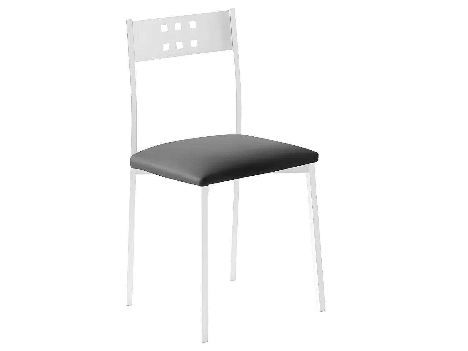 Set de 2 sillas de cocina -  Polipiel Negro, 41x47x86 cm - XARA WHITE