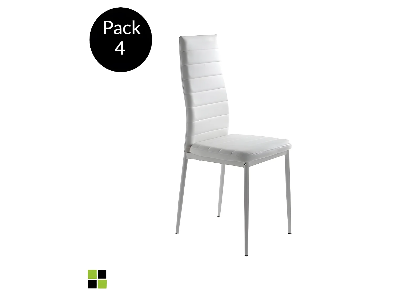 Set de 4 sillas de comedor - Polipiel Blanco, 41x47x98 cm - CLARA