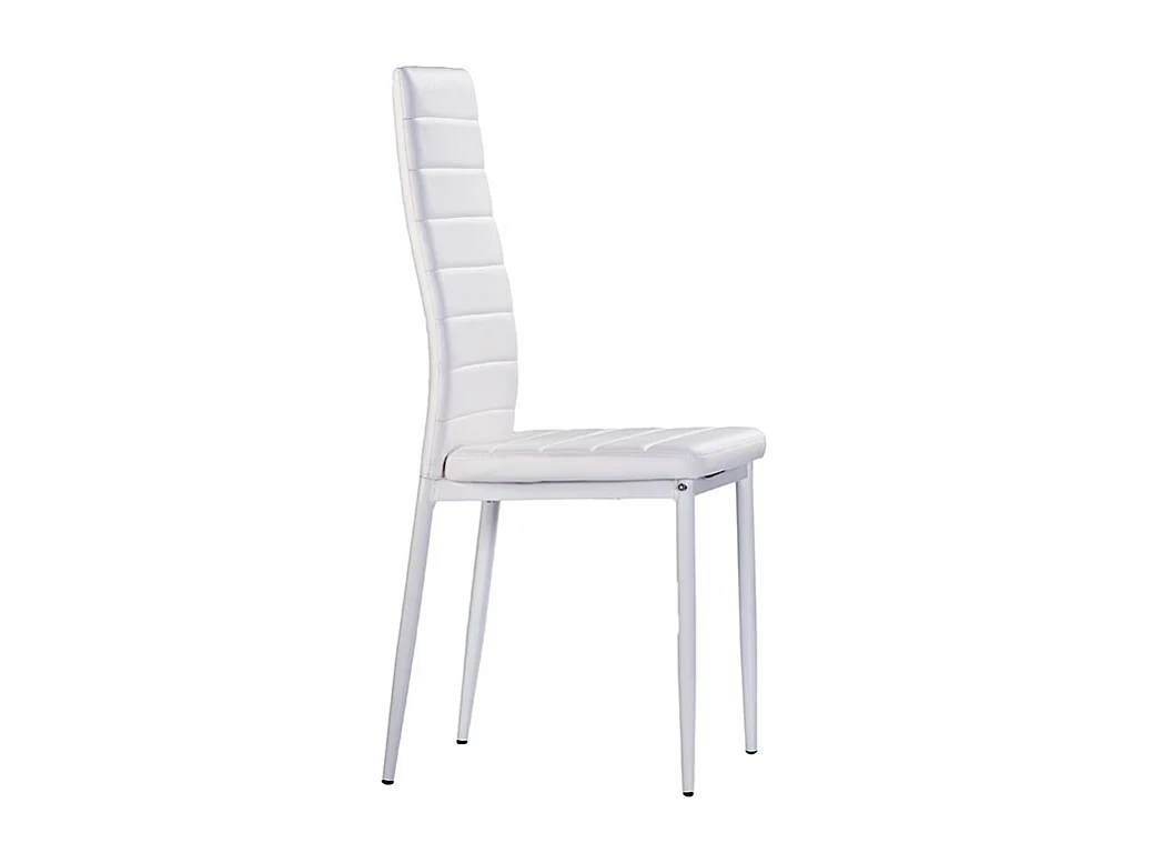 Set de 4 sillas de comedor - Polipiel Blanco, 41x47x98 cm - CLARA
