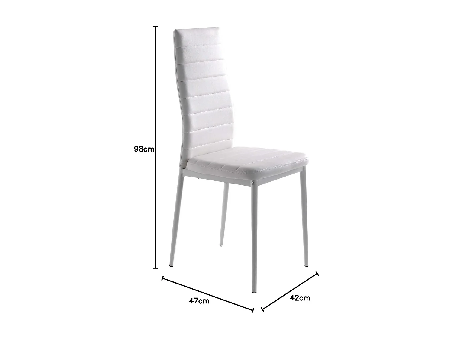 Set de 4 sillas de comedor - Polipiel Blanco, 41x47x98 cm - CLARA