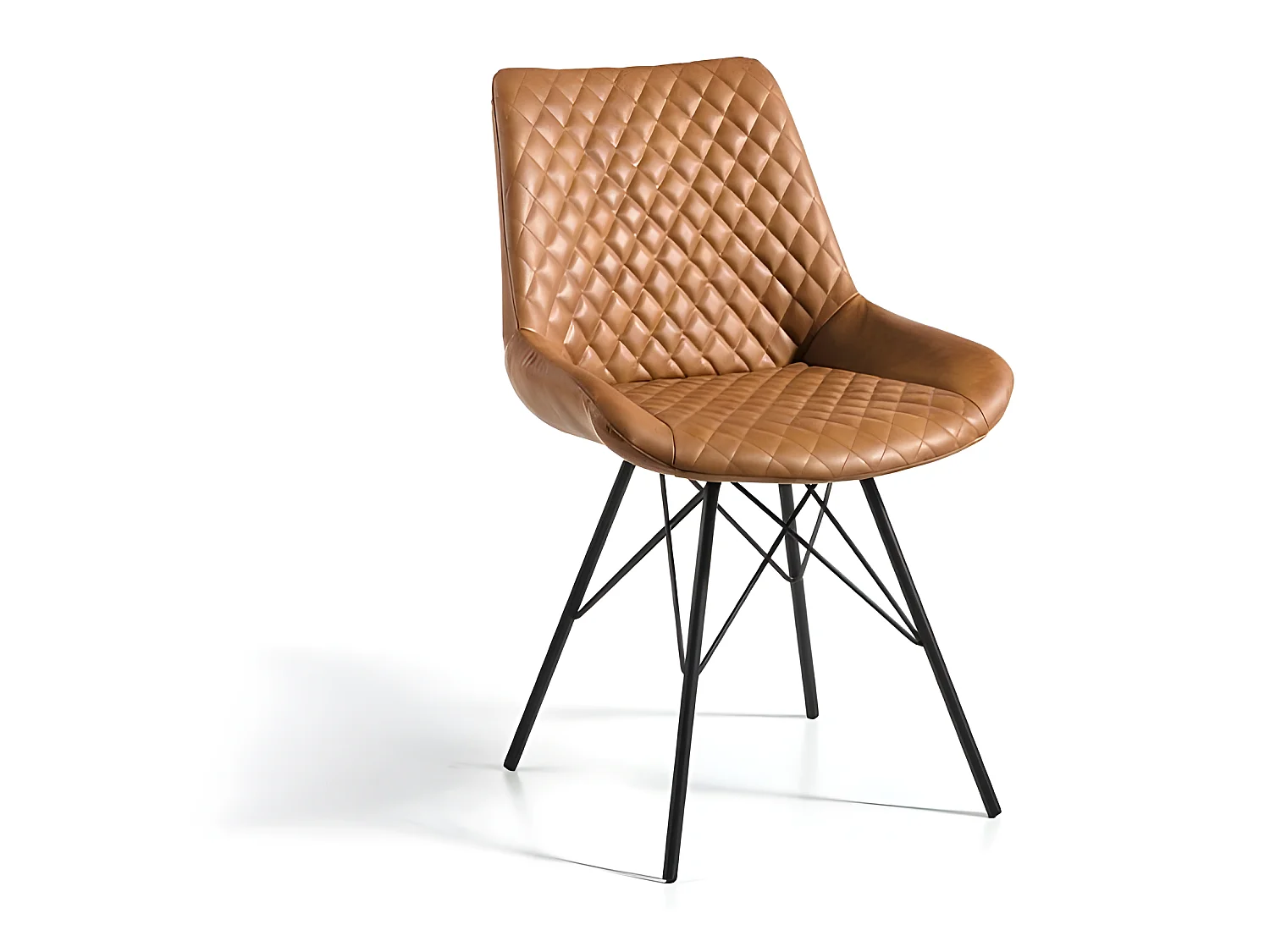 Set de 2 sillas de comedor - Polipiel marrón, 61x50x79 cm - MIGAN