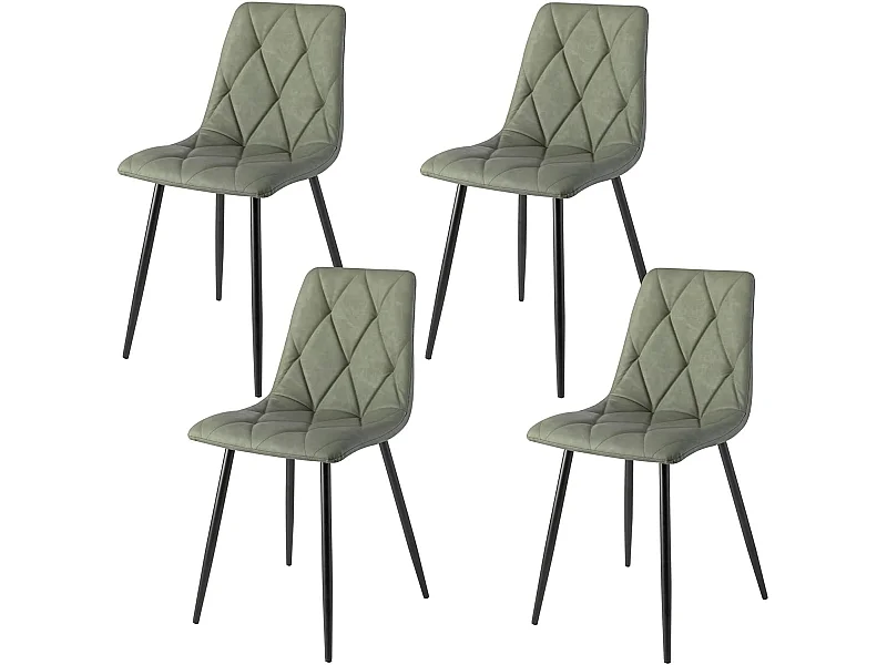 Set de 4 sillas de comedor - Polipiel Verde, 54x45x88 cm -  VA