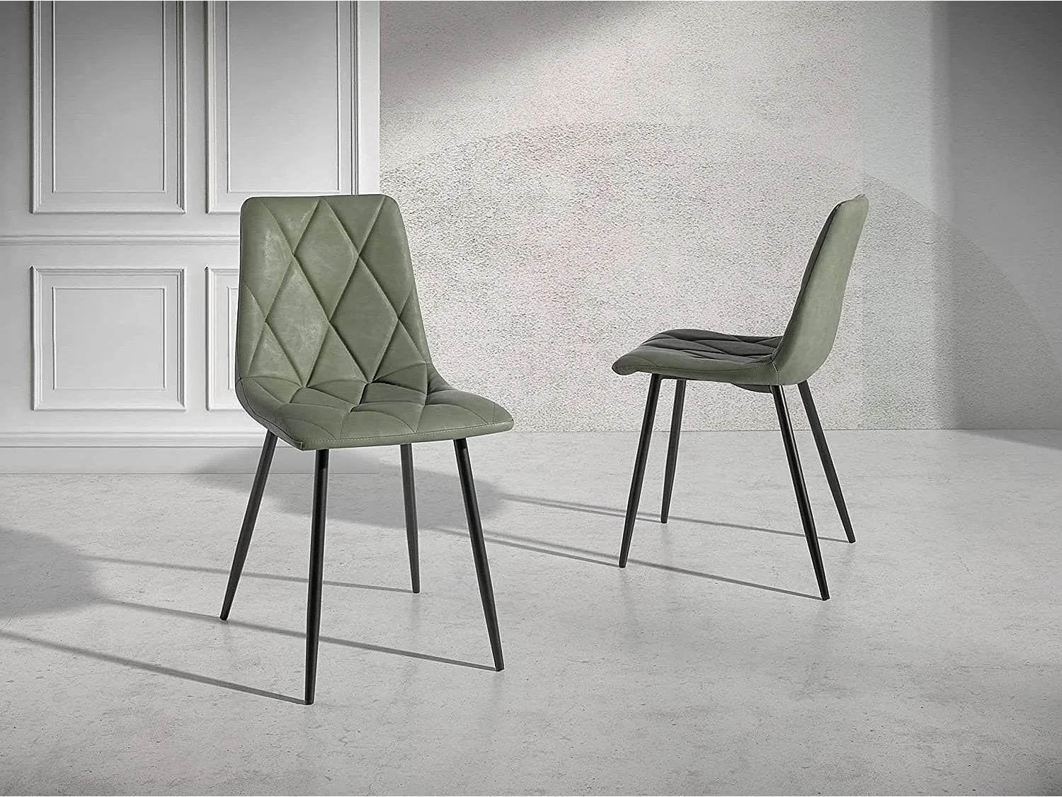 Set de 4 sillas de comedor - Polipiel Verde, 54x45x88 cm -  VA