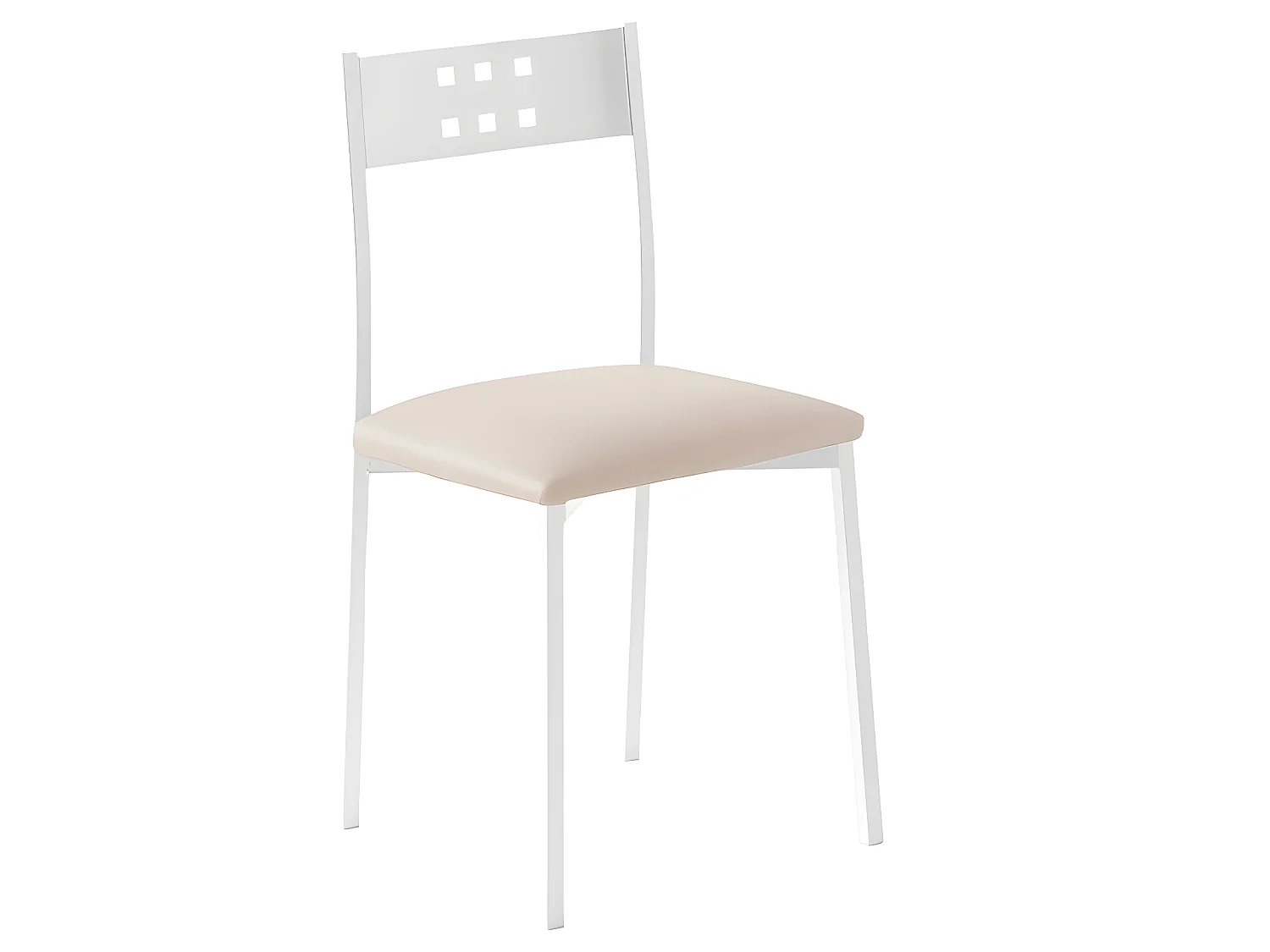 Set de 2 sillas de cocina -  Polipiel Beige, 41x47x86 cm - XARA WHITE