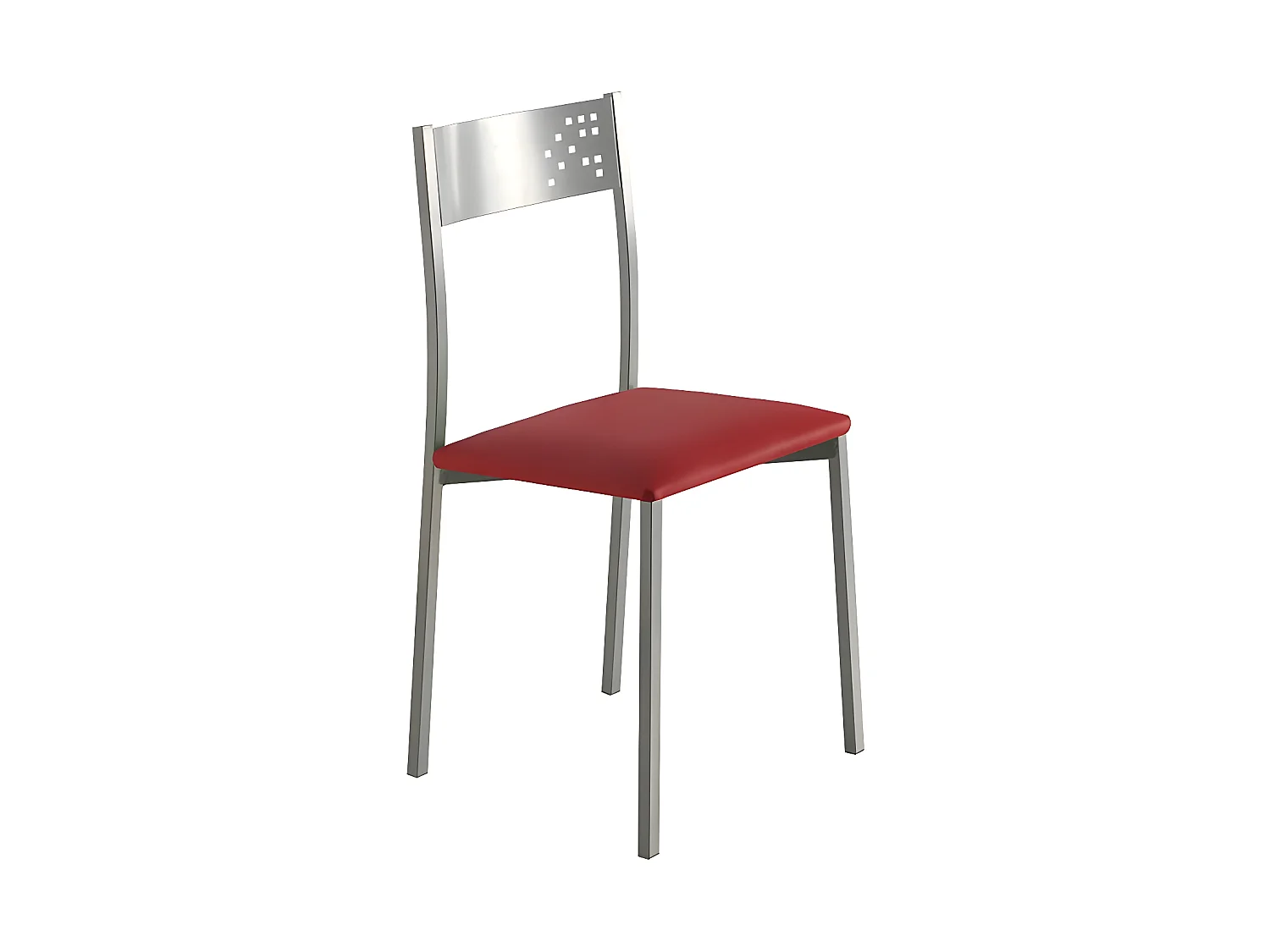 Set de 2 sillas de cocina -  Polipiel Roja, 41x47x86 cm - TABARCA