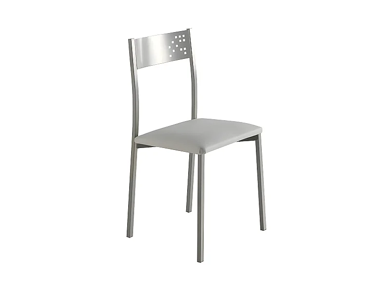 Set de 2 sillas de cocina -  Polipiel Blanca, 41x47x86 cm - TABARCA