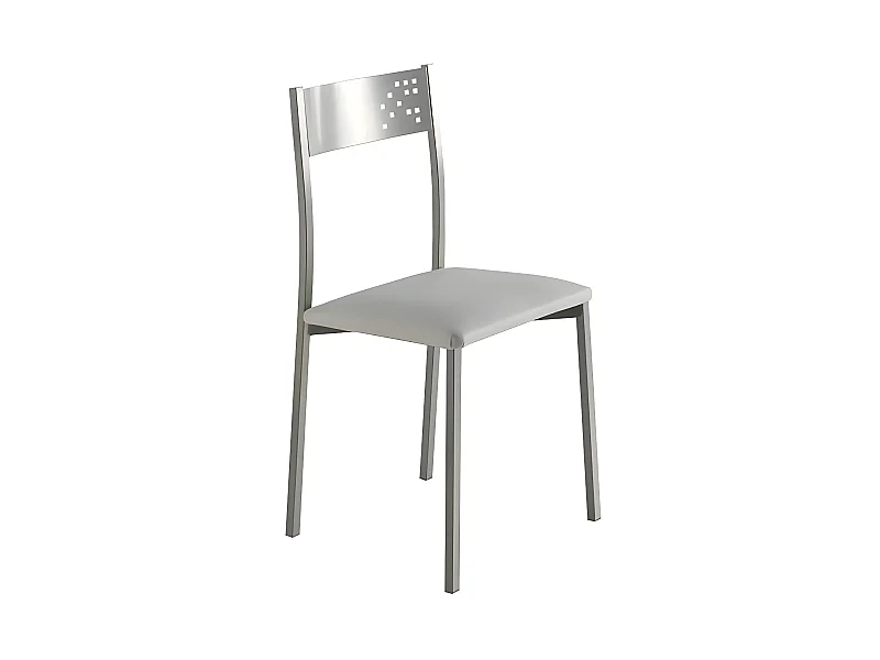 Set de 4 sillas de cocina -  Polipiel Blanca, 41x47x86 cm - TABARCA