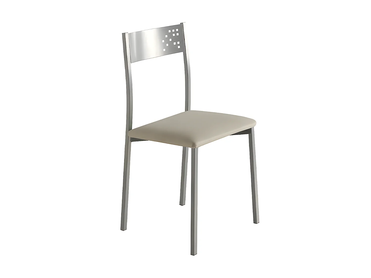 Set de 4 sillas de cocina -  Polipiel Beige, 41x47x86 cm - TABARCA